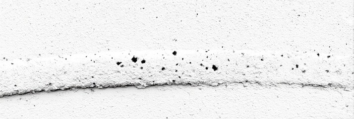 Close-up of a white, textured surface with a dark line of small specks