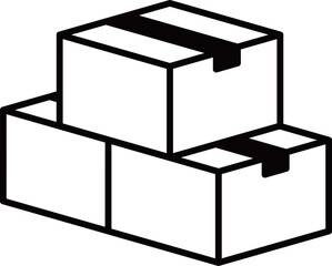 梱包済みダンボールのアイコン　モノトーン