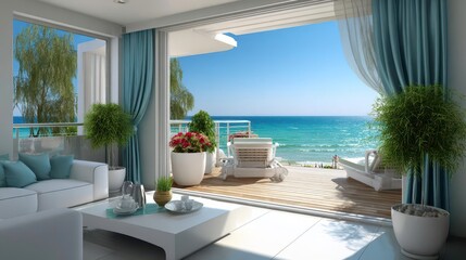 Obraz premium Luxury Villa Ocean View | Coastal Home Interior Design