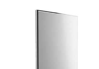 Sleek, pristine synthetic panel with high-gloss surface and sharp edges, seamless advanced material, isolated on transparent background with high-key light. Concept of industrial design