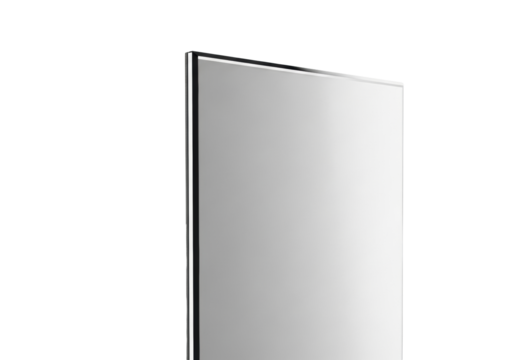 Sleek, pristine synthetic panel with high-gloss surface and sharp edges, seamless advanced material, isolated on transparent background with high-key light. Concept of industrial design
