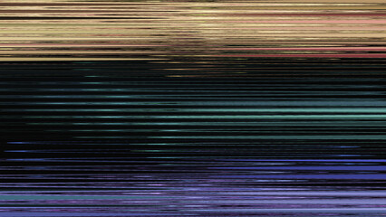 Abstract horizontal lines in gradient tones of beige, pink, teal, and purple create digital glitch effect, evoking modern, futuristic, and slightly distorted visual aesthetic