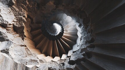 Obraz premium A captivating spiral staircase, winding down into the depths, showcasing the intricate architecture and timeless beauty of ancient design