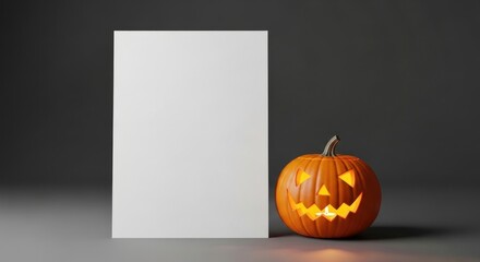 Spooky glowing jack-o'-lantern with blank space for text, perfect for Halloween