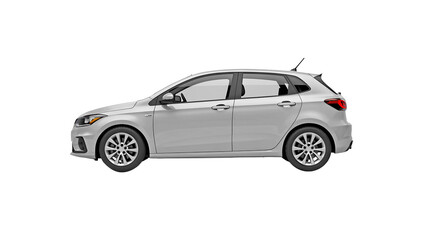 Fototapeta premium grey car isolated on white. side view of white hatchback car isolated on transparent background