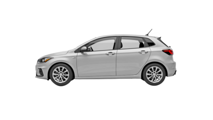 grey car isolated on white. side view of white hatchback car isolated on transparent background