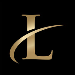 Golden Swooshing letter K Logo with Swoosh Graphic