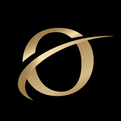 Golden Swooshing letter O Logo with Swoosh Graphic