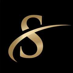Golden Swooshing letter S  Logo with Swoosh Graphic