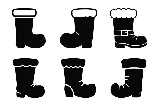 Santas Boot Vector Silhouette Art