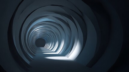 Obraz premium Abstract dark tunnel with light at the end, creating a sense of mystery and intrigue in a modern and minimalist style