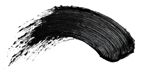 Close up of a black mascara stroke on black background.