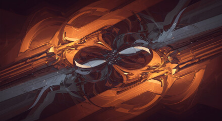 Abstract geometric patterns intertwine, creating an evocative vision of modern artistry. With bold colors and dynamic shapes, it commands your attention.