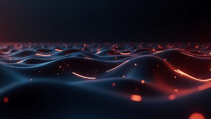 Glowing lines flowing over dark surface