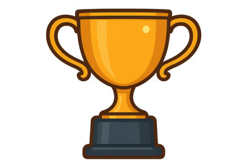 Cartoon golden trophy award cup illustration on a transparent background.