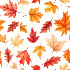 Obraz premium Watercolor Autumn Leaves Pattern