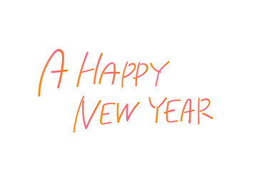 Happy New Year スタイリッシュな手書き文字　赤系グラデーション