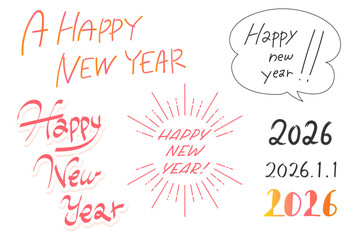 Happy New Year  手書き文字セット