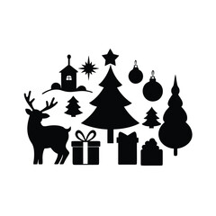 Christmas doodle clip art vector silhouette elements