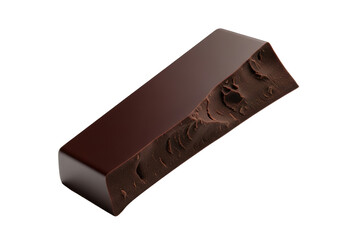 Artisanal dark chocolate shard, sleek with jagged edge, on transparent background, soft studio light, high-end macro, concept of gourmet indulgence