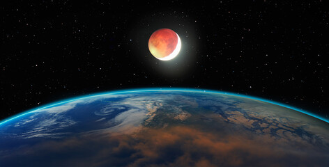 Lunar Eclipse over the planet Earth 