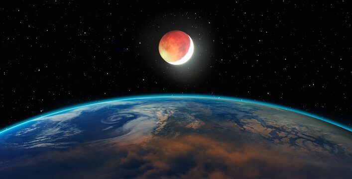 Lunar Eclipse over the planet Earth "Elements of this image furnished by NASA"