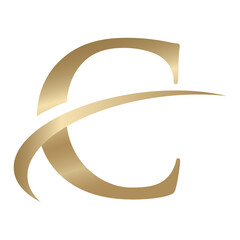 Golden Swooshing letter C Logo with Swoosh Graphic