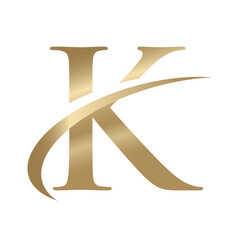 Golden Swooshing letter K Logo with Swoosh Graphic
