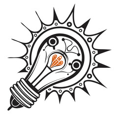 Illustration of a light bulb with a circuit board inside, symbolizes innovative technology and creative solutions