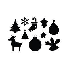 Christmas doodle clip art vector silhouette elements