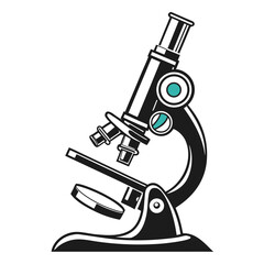 Illustration of a microscope, representing scientific research, medical analysis, and laboratory equipment in biology and chemistry