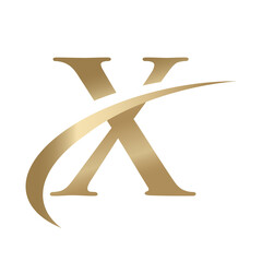 Golden Swooshing letter X Logo with Swoosh Graphic