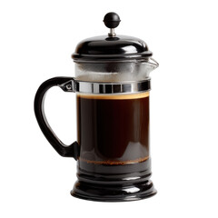  Black French Press Coffee Maker, isolated [Transparent Background PNG].