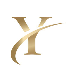 Golden Swooshing letter Y Logo with Swoosh Graphic
