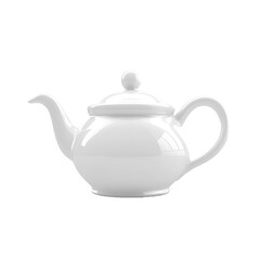 White Ceramic Teapot with Smooth Design and Dome Lid