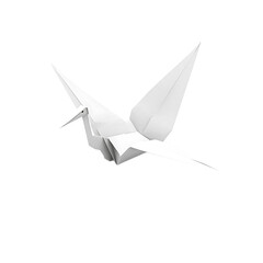 White Origami Crane with Extended Wings