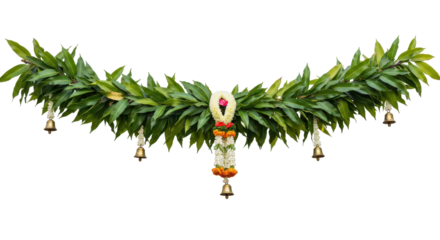 Festive Floral Garland: A vibrant, handcrafted floral garland, featuring lush greenery and delicate flowers, perfect for celebrations and festive occasions.