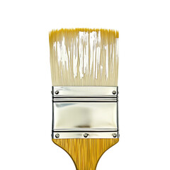 Paintbrush with White Paint Drips Isolated on White Background