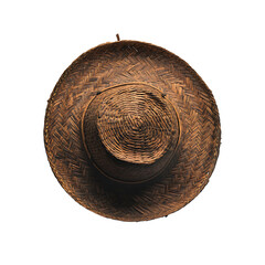 Top View of a Woven Straw Hat with Zigzag Pattern