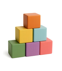 Obraz premium Colorful wooden blocks stacked in a pyramid shape against a black background