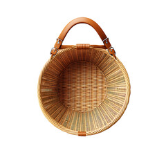 Woven Wicker Basket with Leather Handle