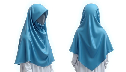 Blue Head Covering Isolated on White Background Showing Front and Back