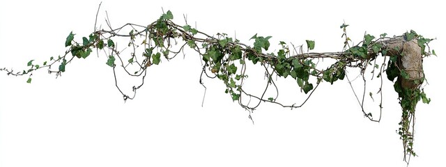 Intricate vine with numerous branches and leaves cascading downward