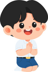 Illustration of Boy Kneeling with Hands Together