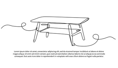 One row of tables. Minimal abstract continuous lines.