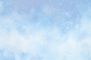 Fototapeta premium Serene watercolor snowy sky png paint texture overlay, transparent background