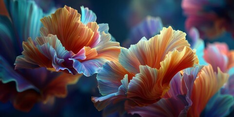 Vibrant Floral Abstract Design with Colorful Petals and Lush Background in a Captivating and Dreamy Composition