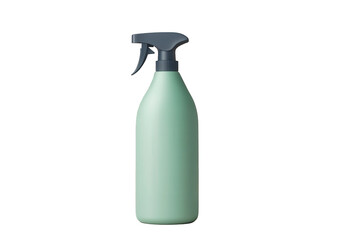 A light green spray bottle with a gray trigger and nozzle, isolated on a transparent background, perfect for cleaning or cosmetic product presentation