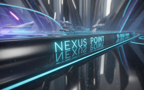 hotograph of a Sleek Futuristic Holographic Interface with Glowing Blue Projections and High-Tech Minimalist Design