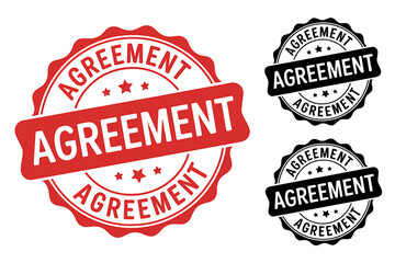 Obraz premium Agreement Stamp Collection in Red and Black Offering Business Assurance and Legal Contract Verification for Diverse Industries